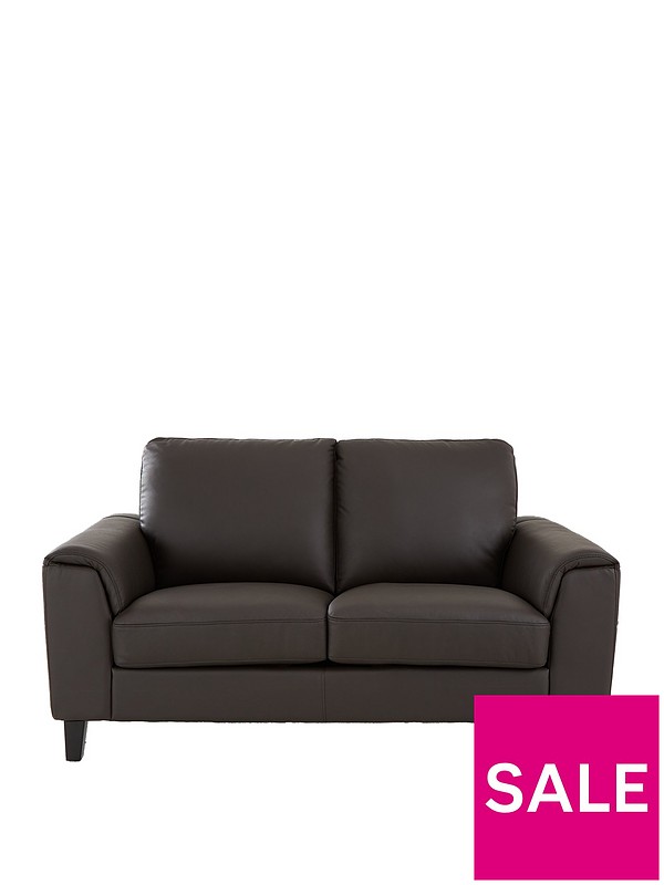 Roma Real Leather Faux 2 Seater, Faux Leather Two Seater Sofa