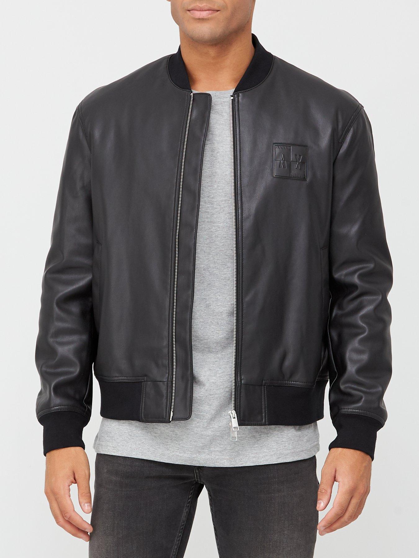 armani leather bomber jacket mens