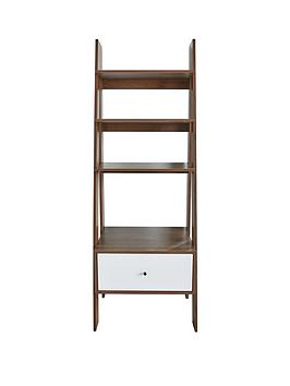 monty-ladder-shelf-with-drawer-walnut-effect