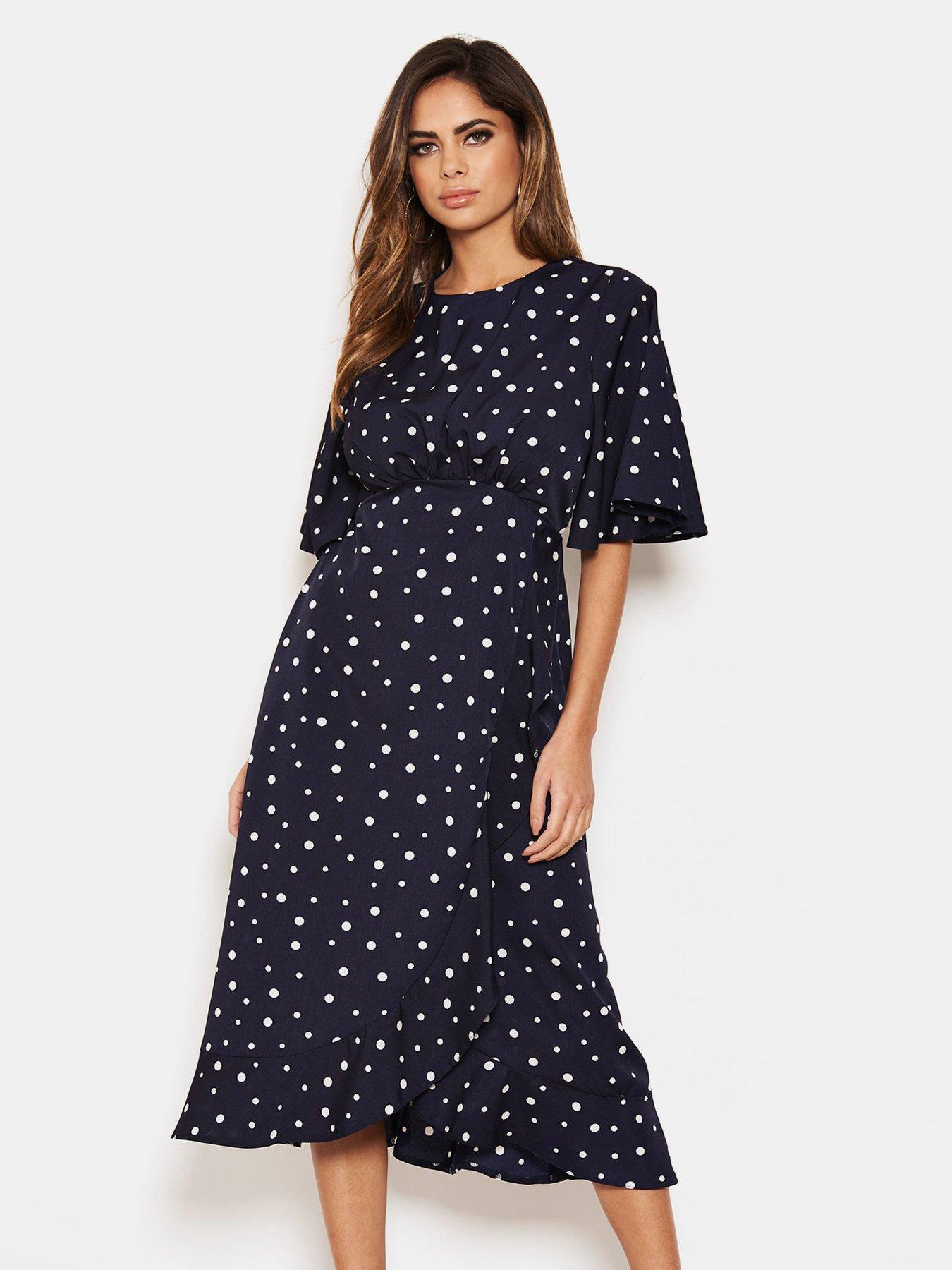 ax paris navy polka dot dress