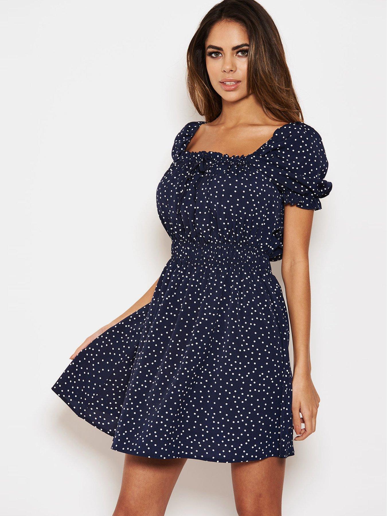 ax paris navy polka dot dress