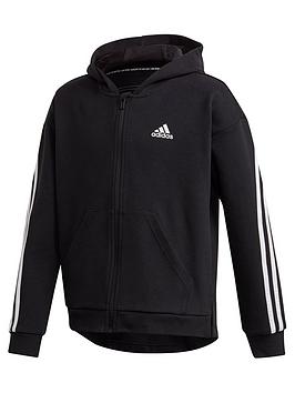 adidas-girls-3-stripes-full-zip-hoodie-black