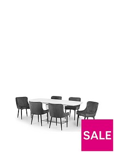 prod1089395836: Set Of Como Table & 6 Luxe Grey Chairs prod1089395836: Set Of Como Table & 6 Luxe Grey Chairs