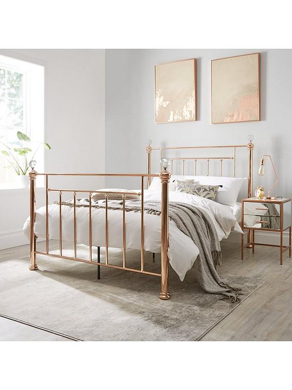 Rosy Metal Bed Frame, Rose Gold Bed Frame Double