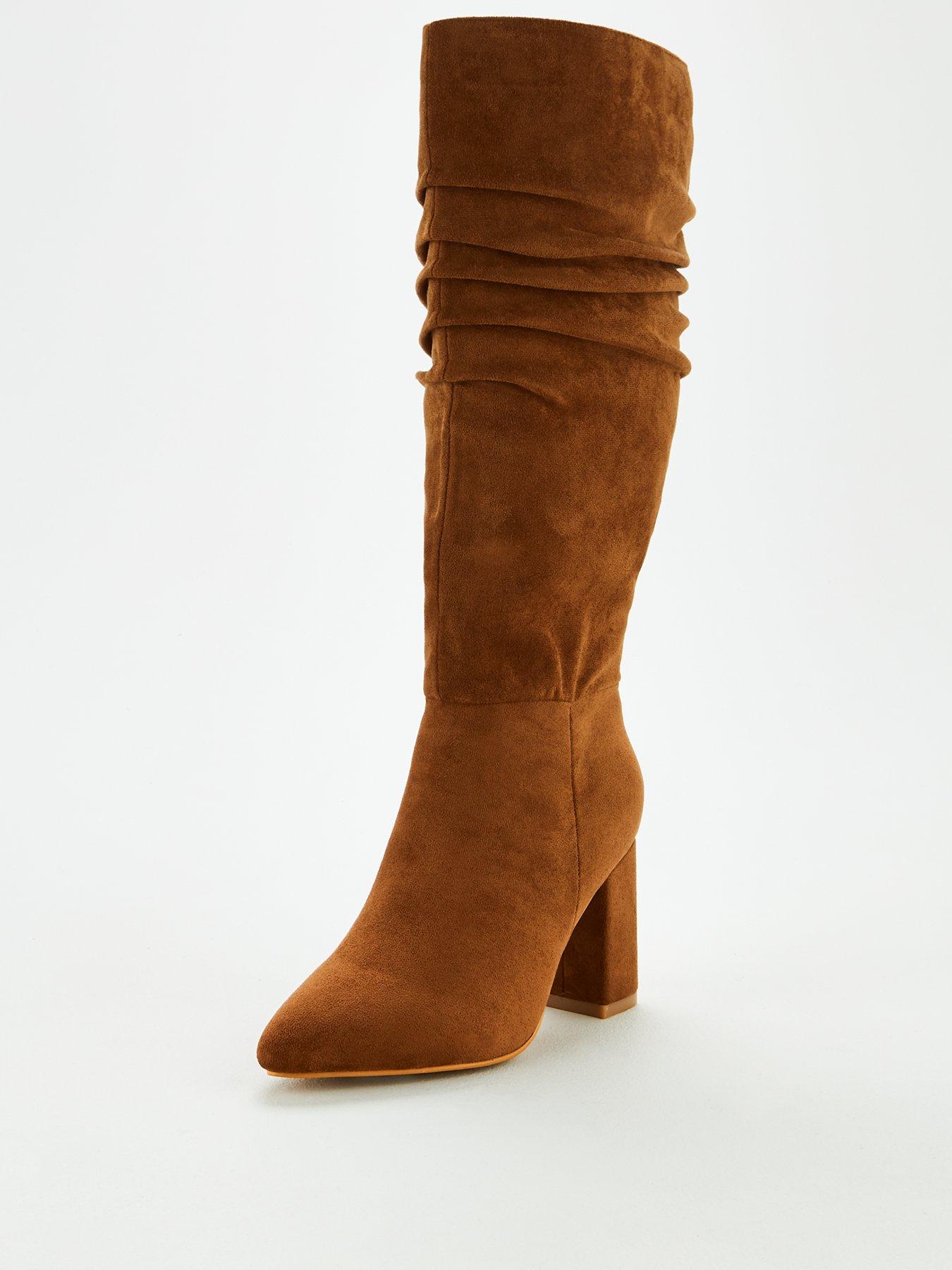 tan wide fit knee high boots