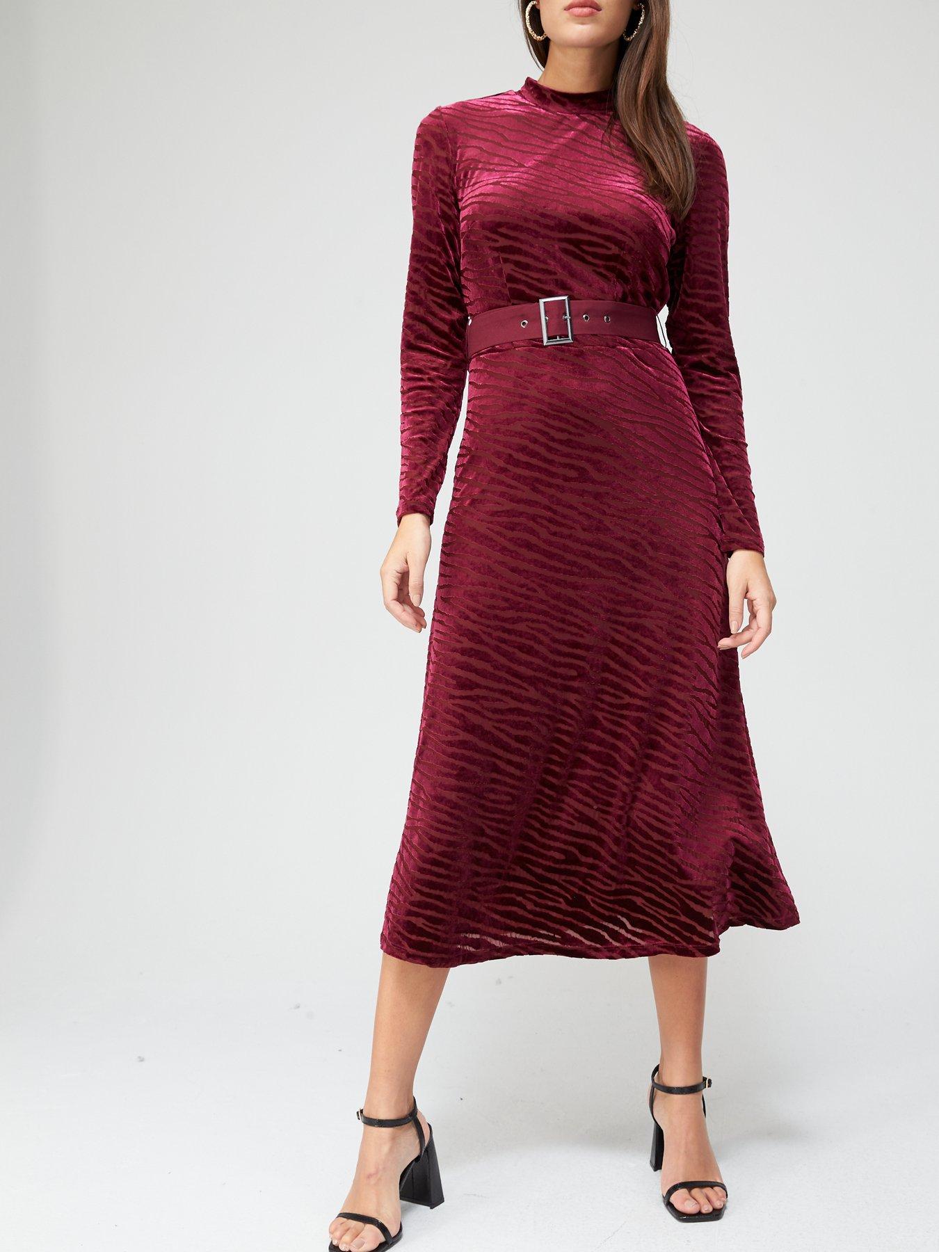 burgundy going out dress