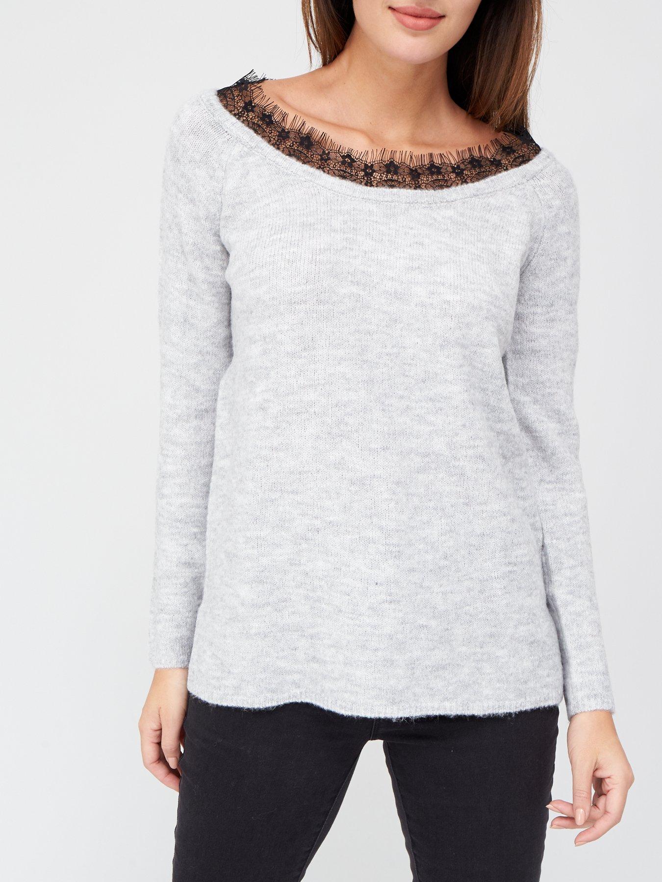 grey slash neck jumper