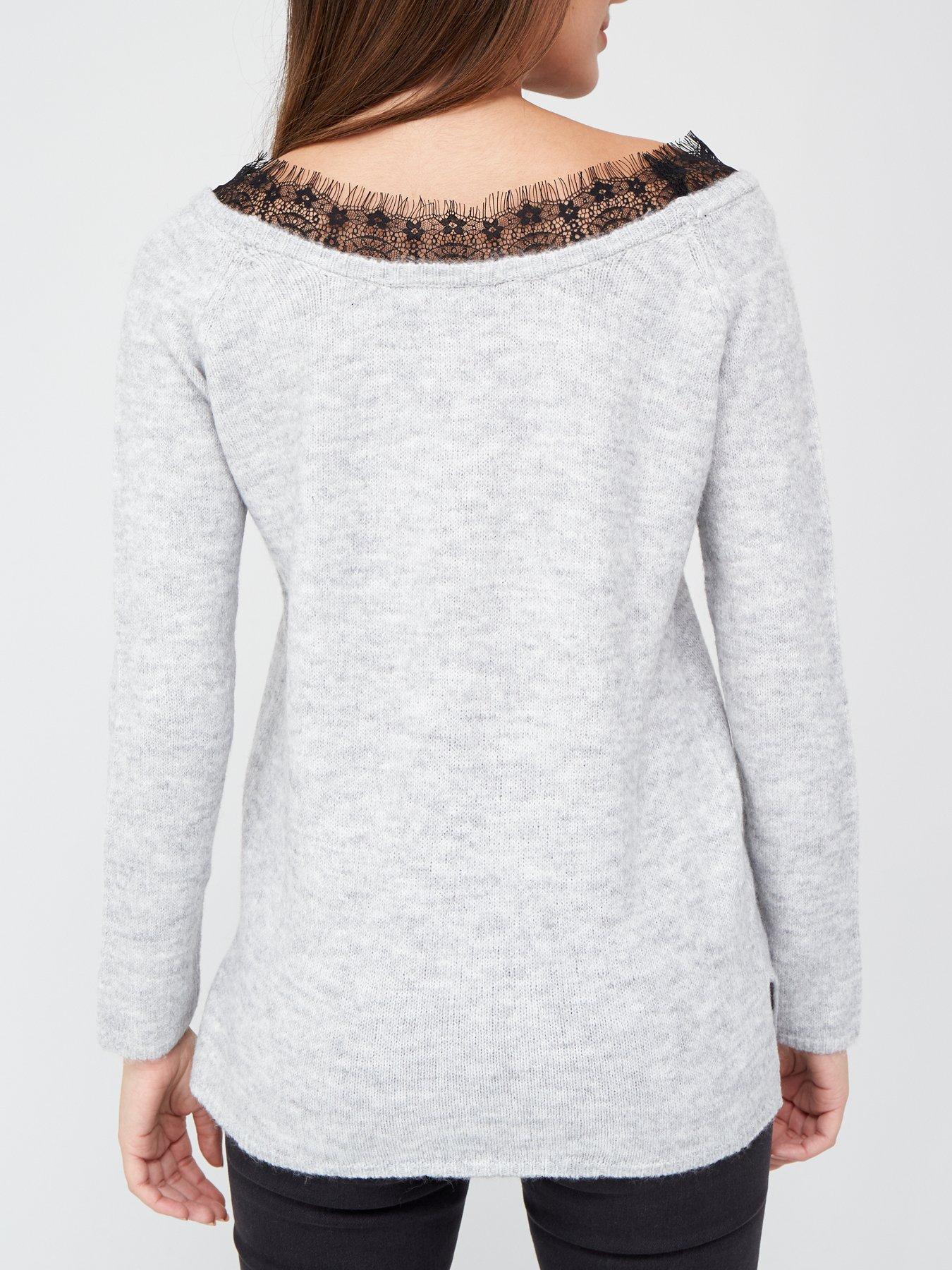 grey slash neck jumper