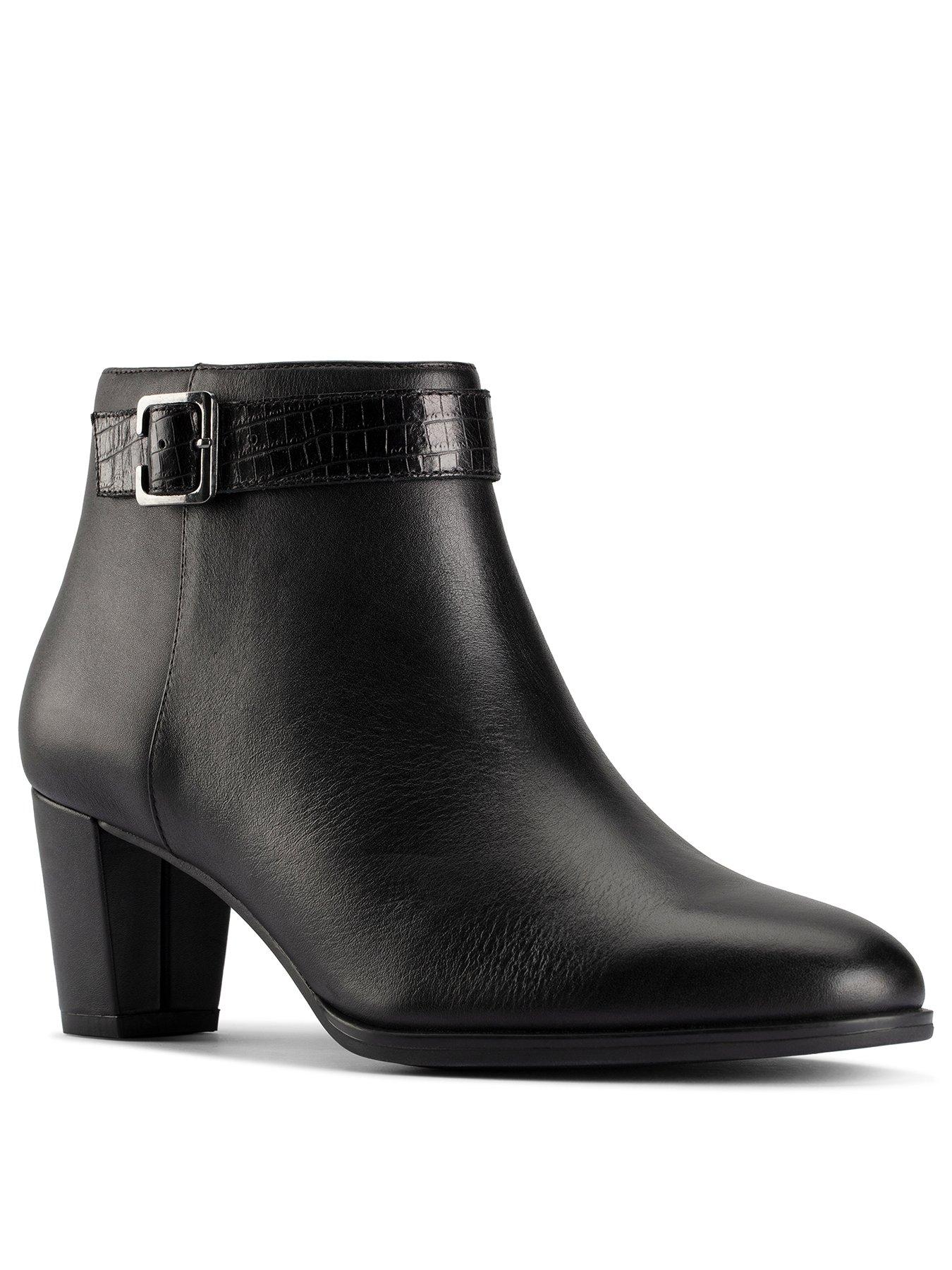 clarks black leather ankle boots