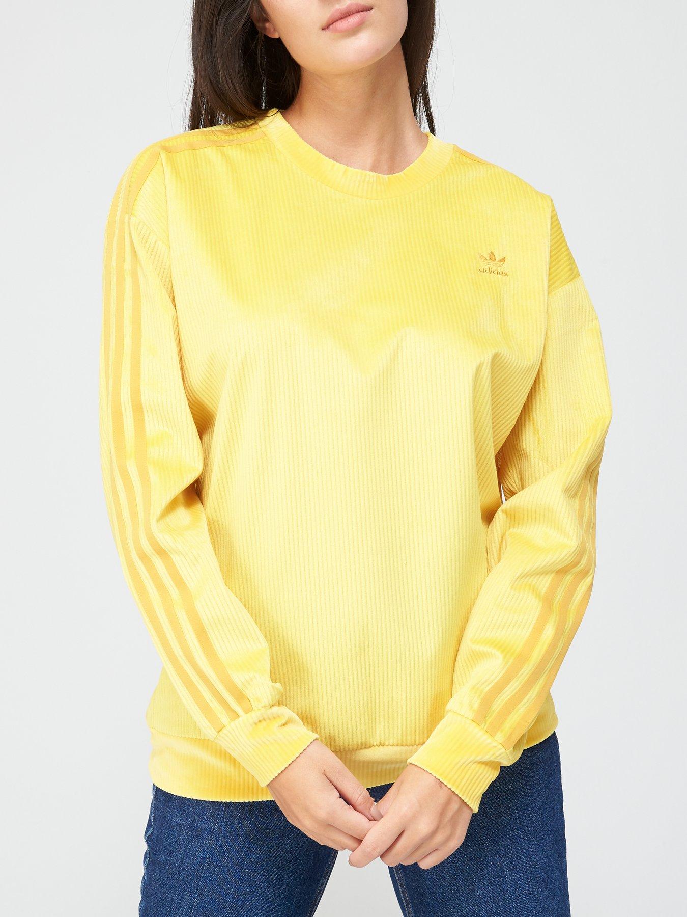 adidas originals authentic three stripe high neck sweatshirt in yellow