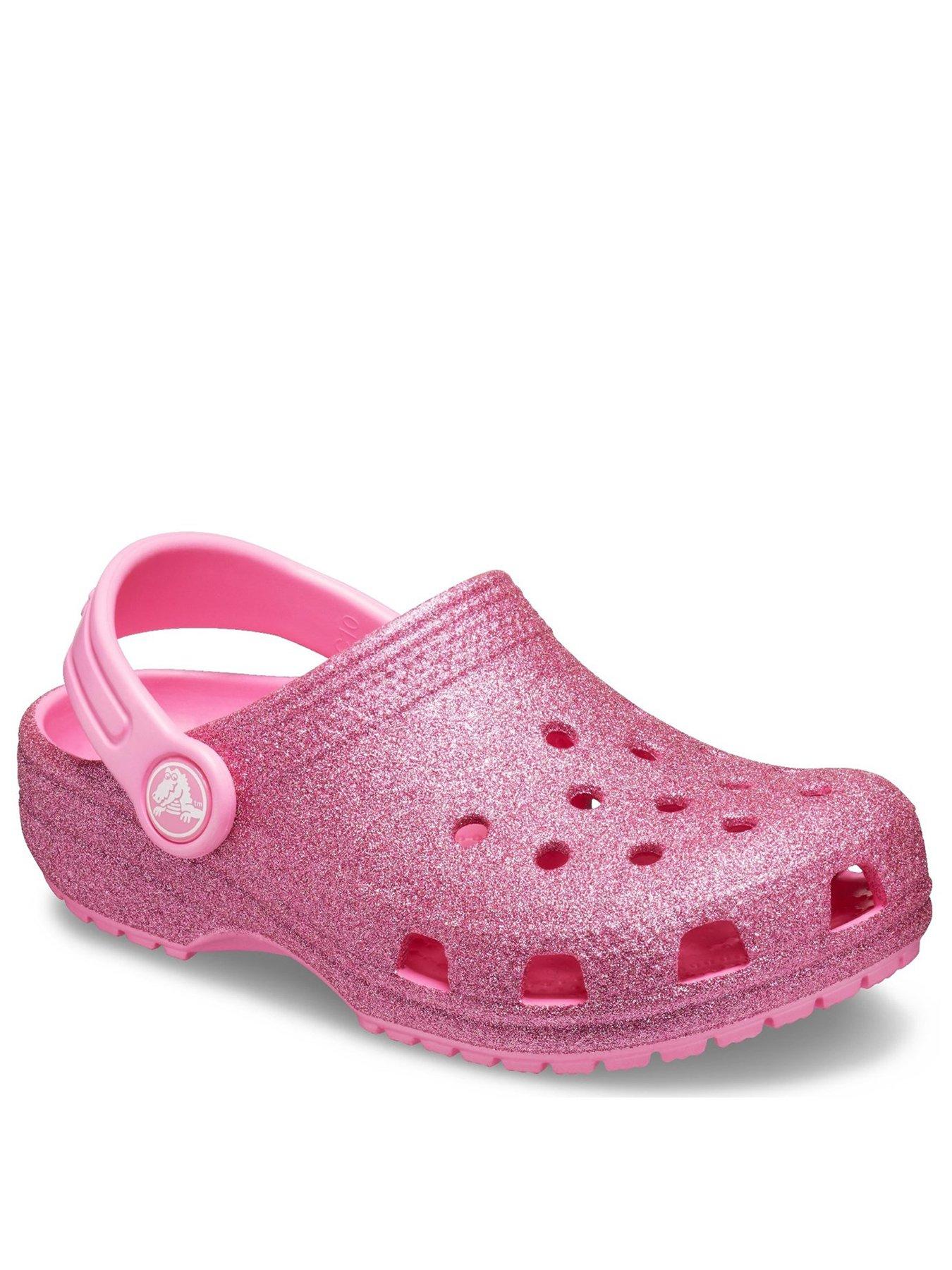 pink glitter crocs