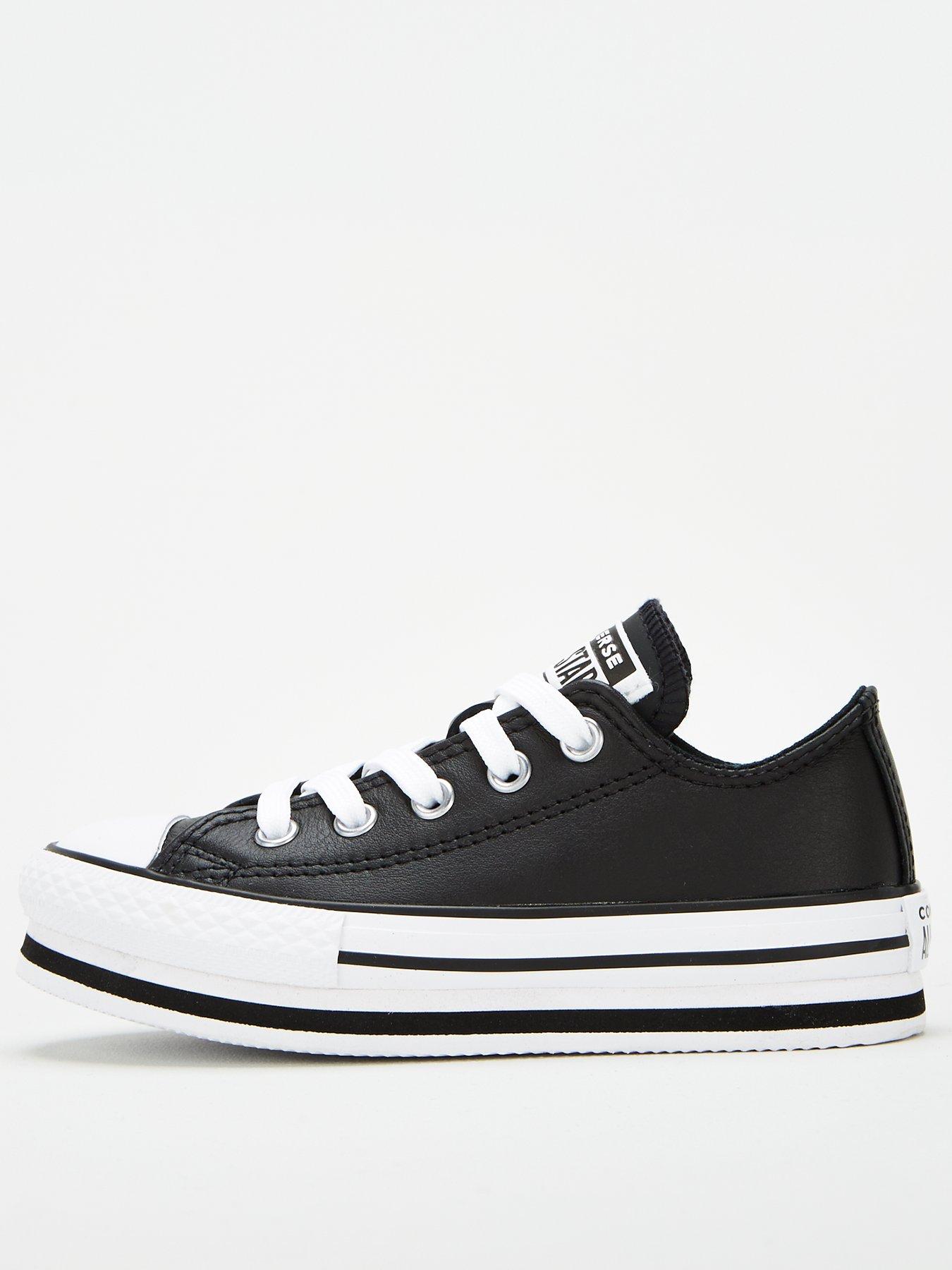 junior black and white converse