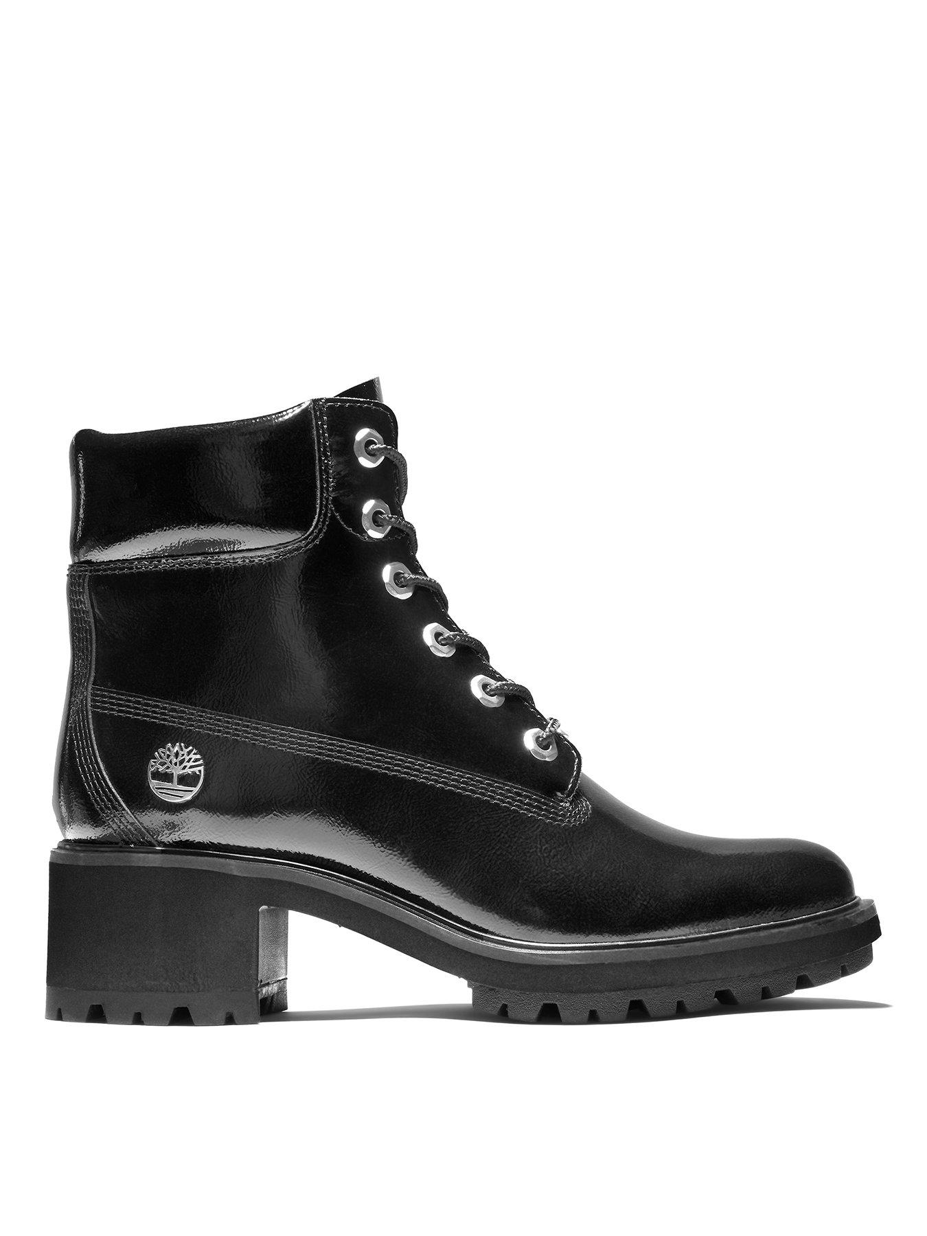 timberland kinsley lace up heeled ankle boots in black
