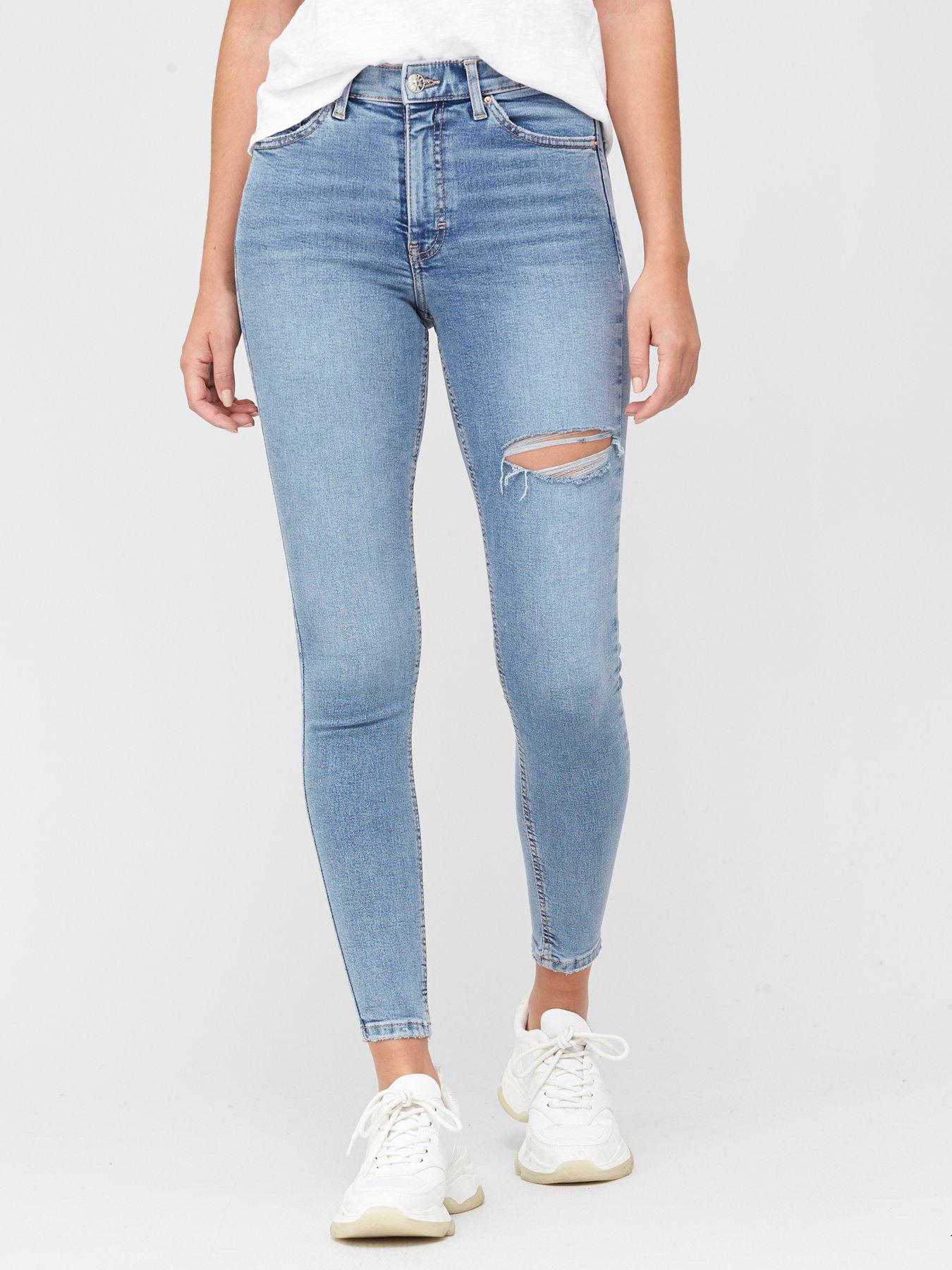 high waisted bleached jeans