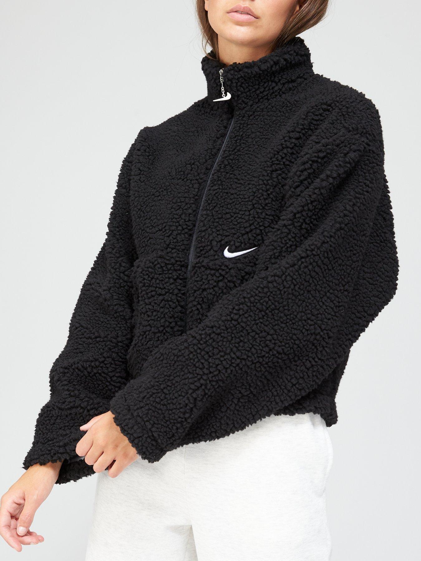 Nike Cropped Borg Fleece In Black 