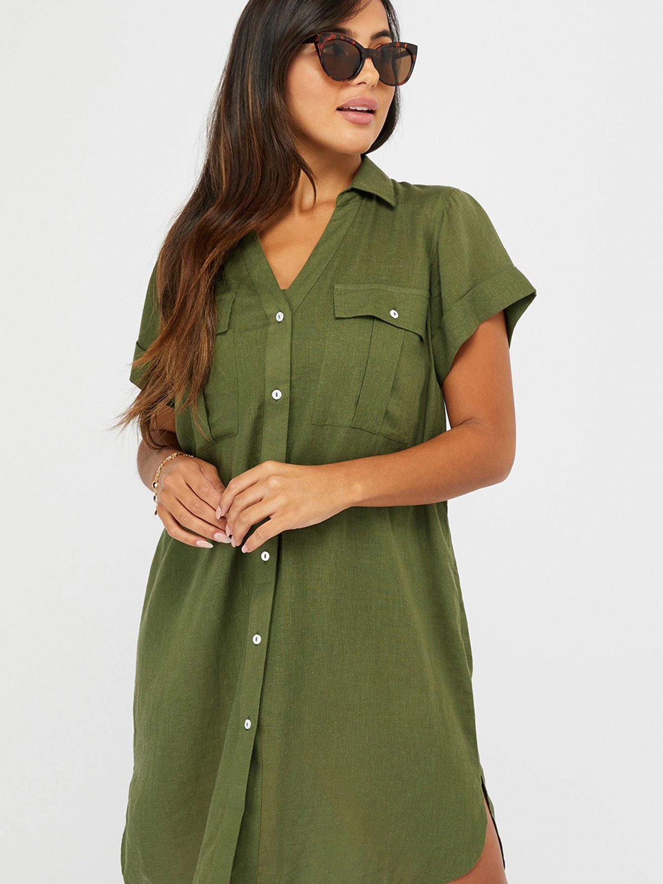 khaki green summer dress