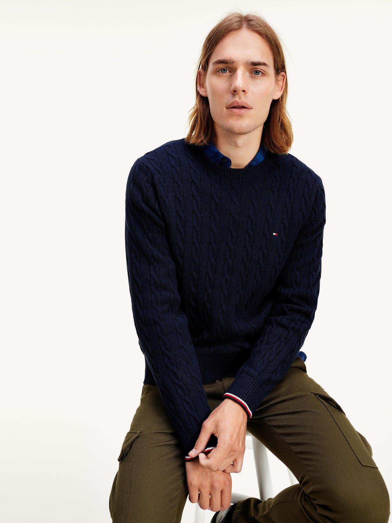 tommy hilfiger navy jumper mens