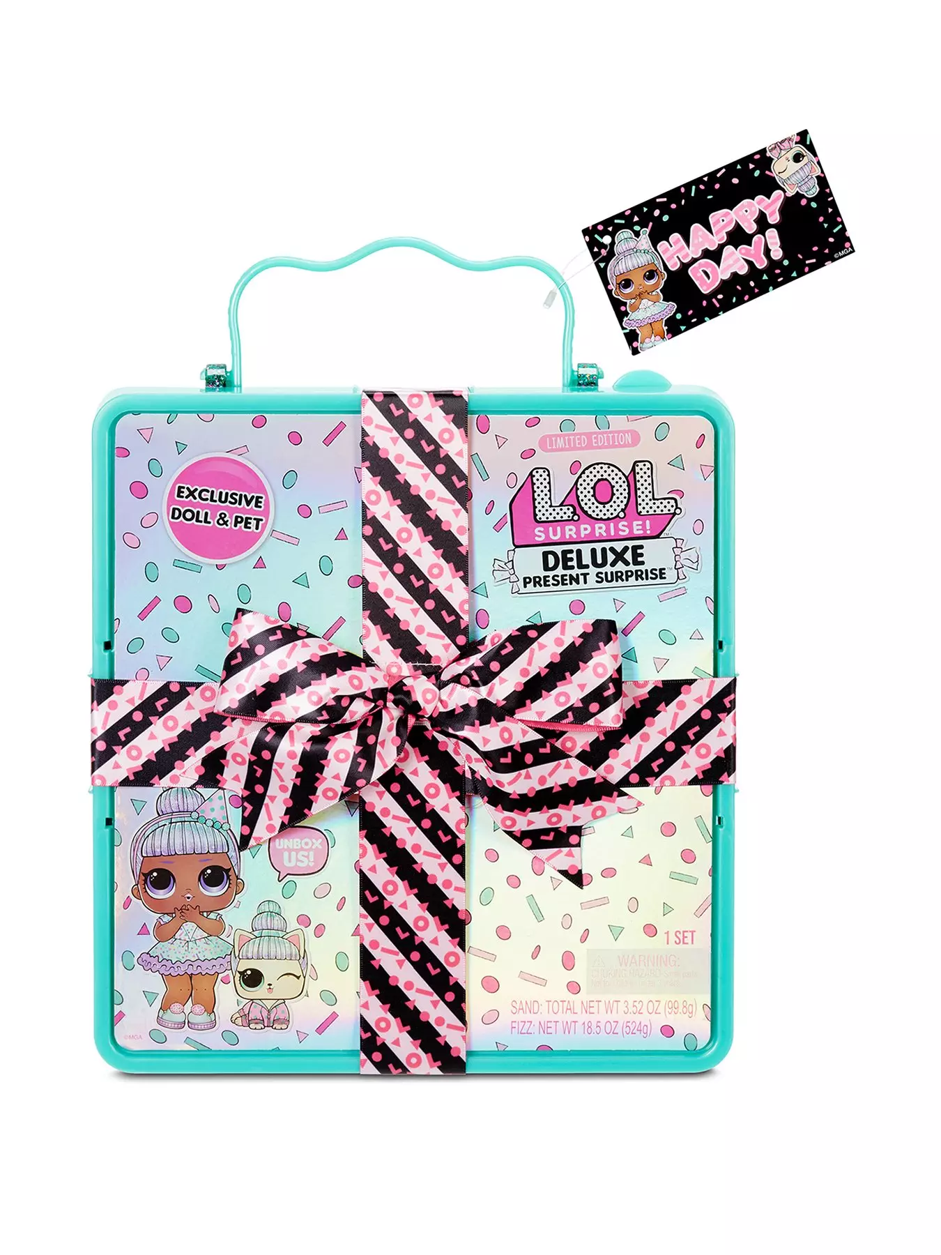 lol surprise deluxe present surprise with limited edition sprinkles doll and pet teal