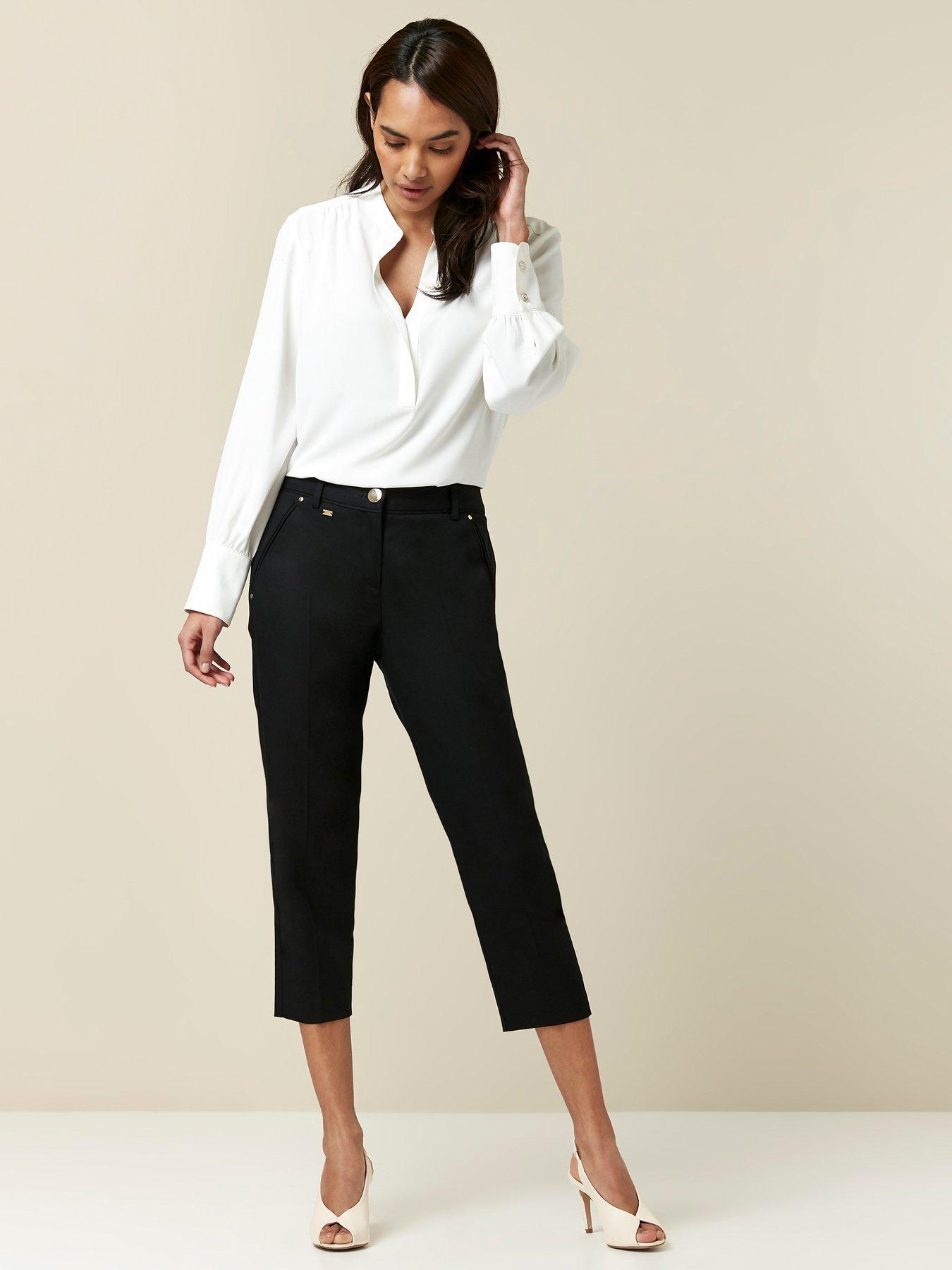 black cotton cropped trousers