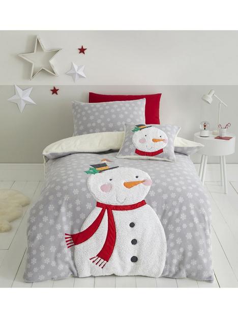 catherine-lansfield-cosy-snowman-christmasnbspfleecenbspduvet-covernbspset