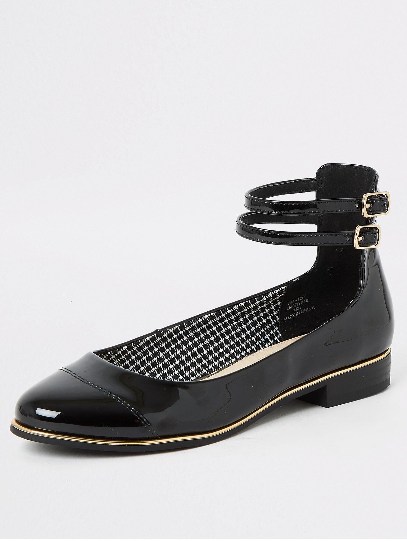 river island black flat shoes