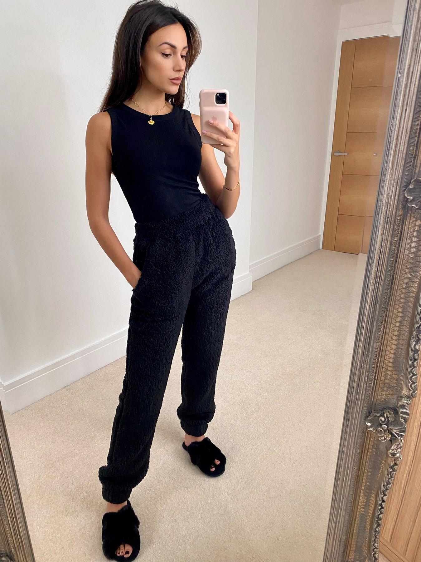 black fluffy joggers