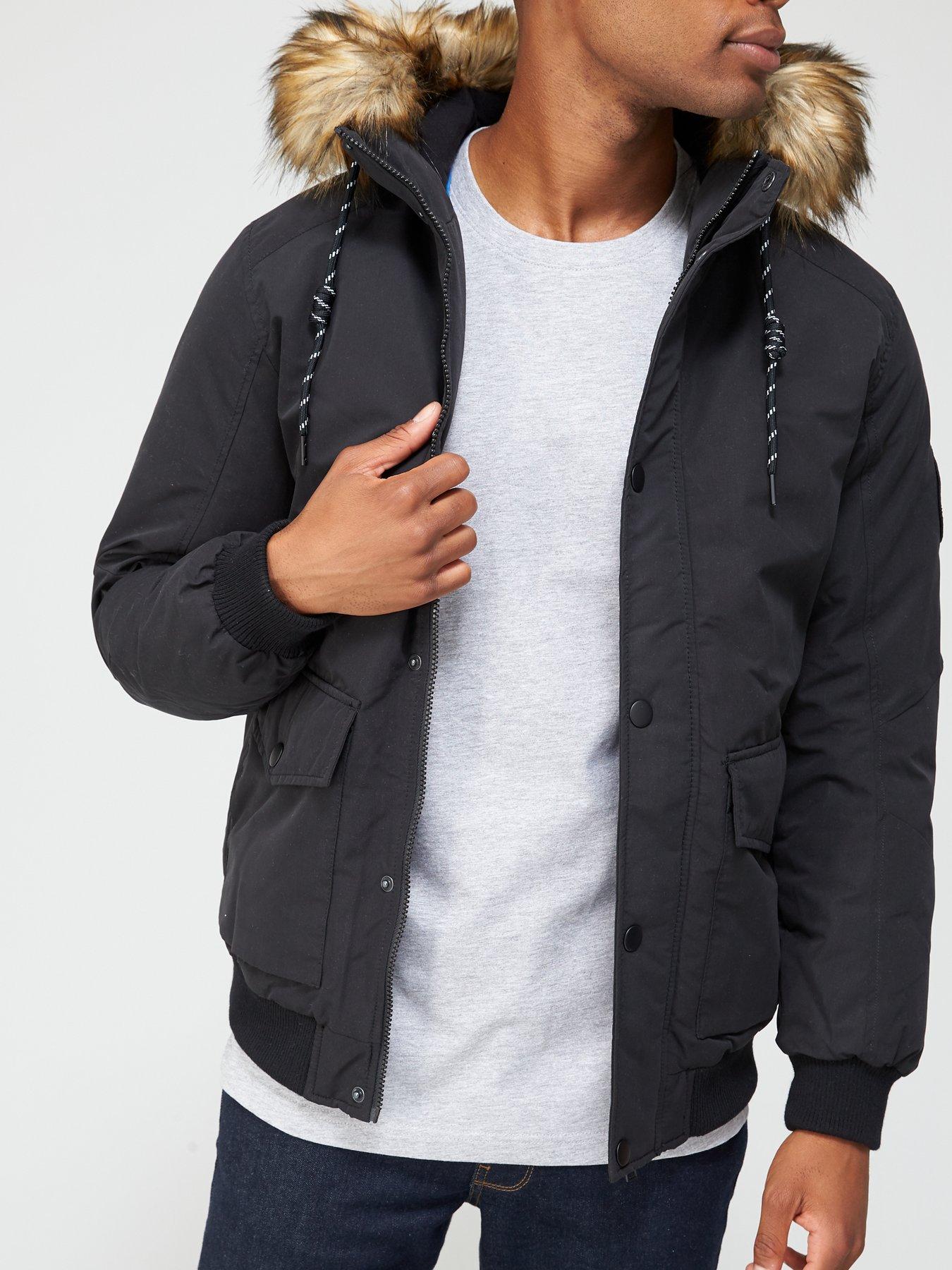 jack & jones parka jacket with faux fur hood