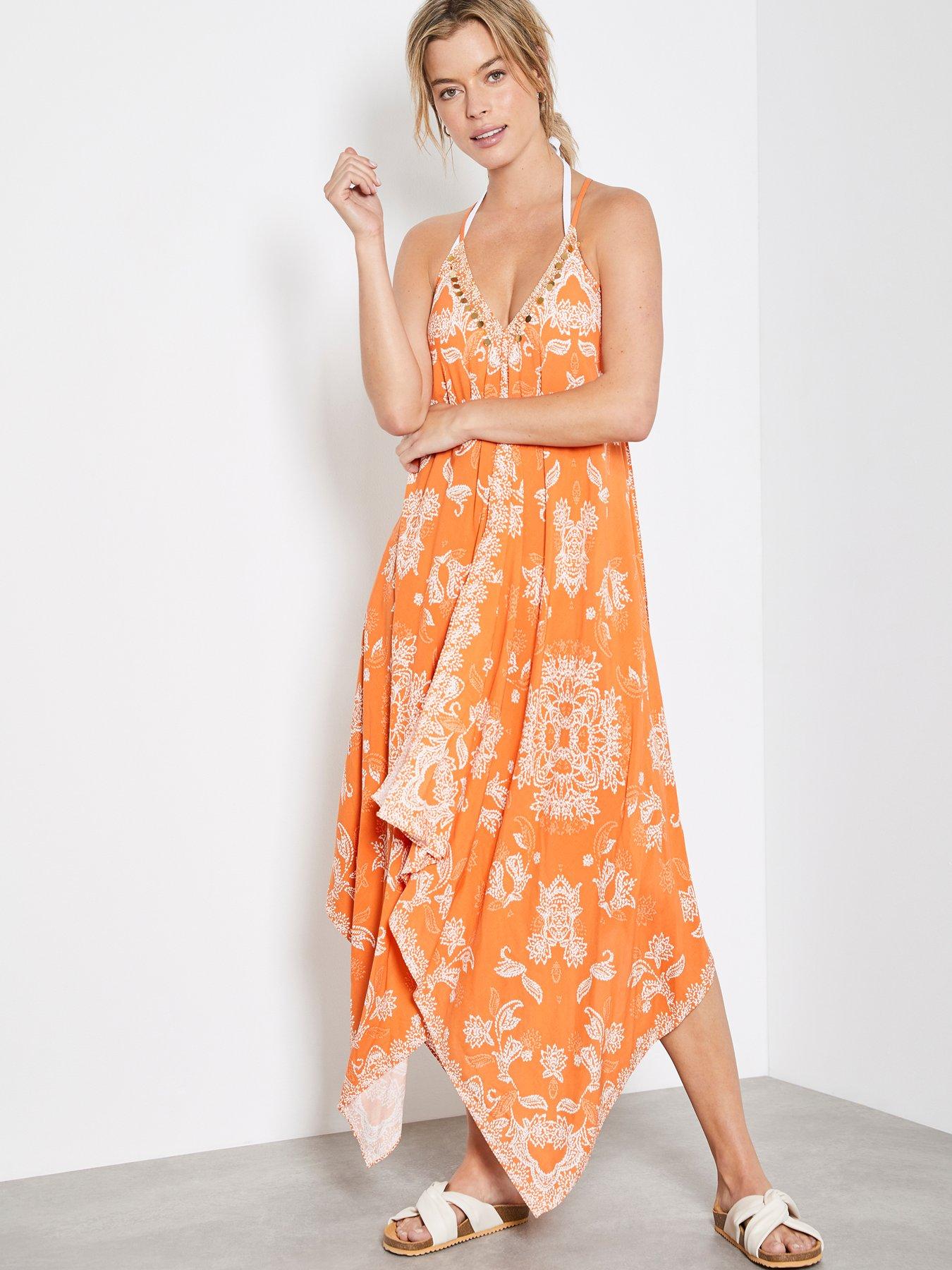 mint velvet orange spot dress