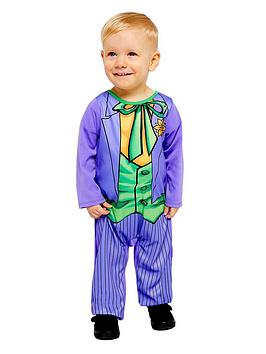 Kid wearing Joker Halloween costume