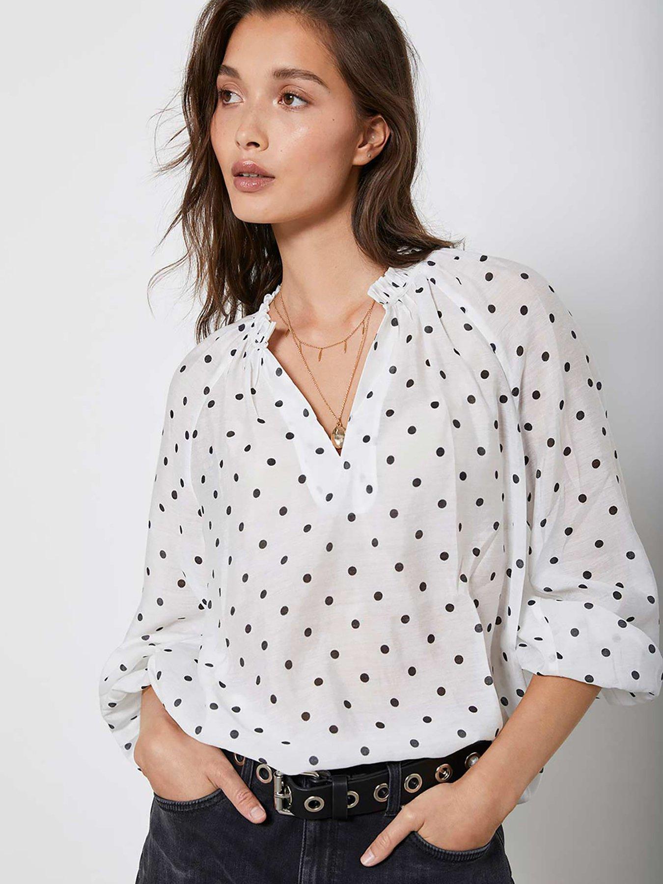 mint velvet orange spotted square neck top