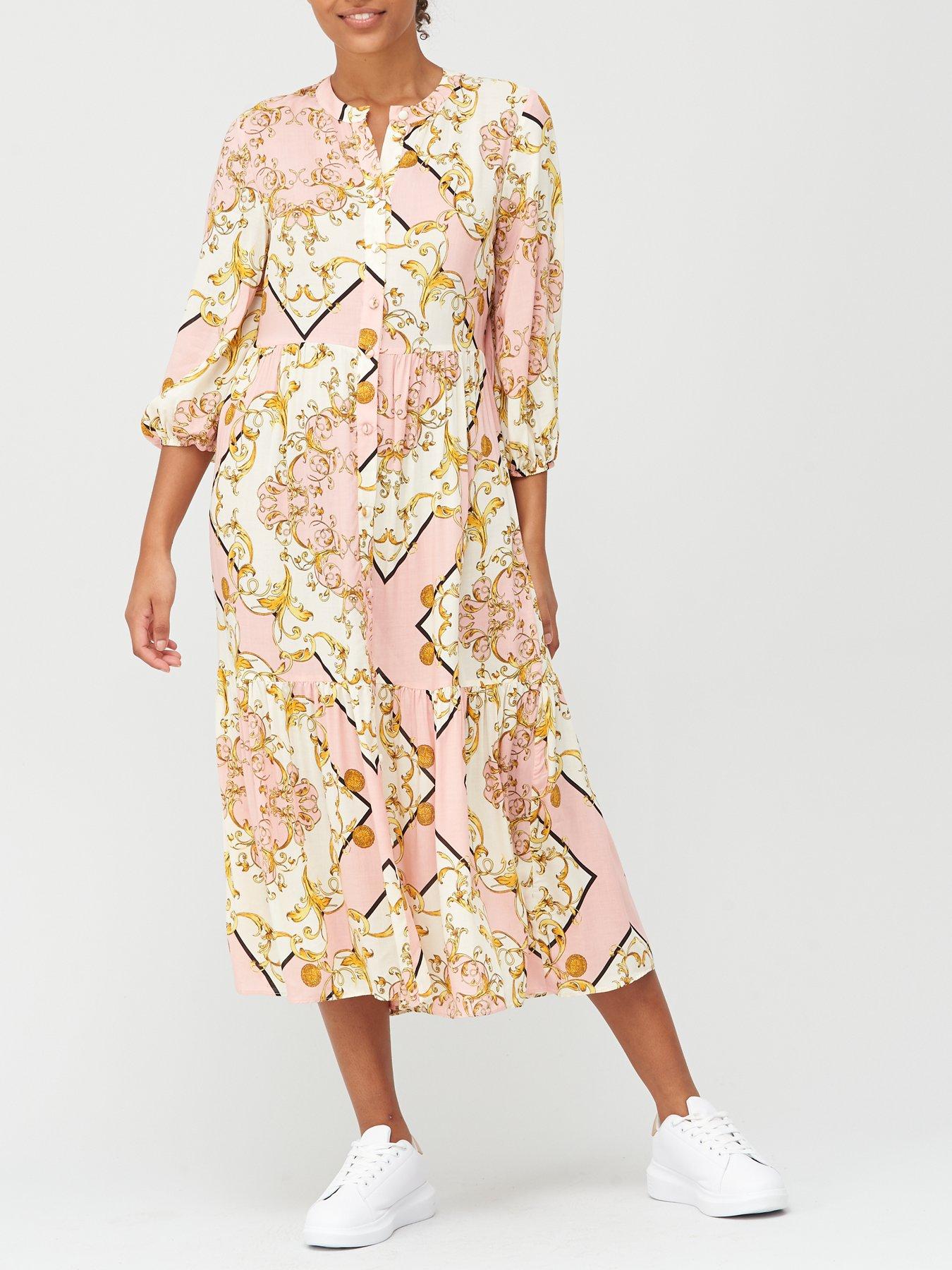 river island orange midi dress
