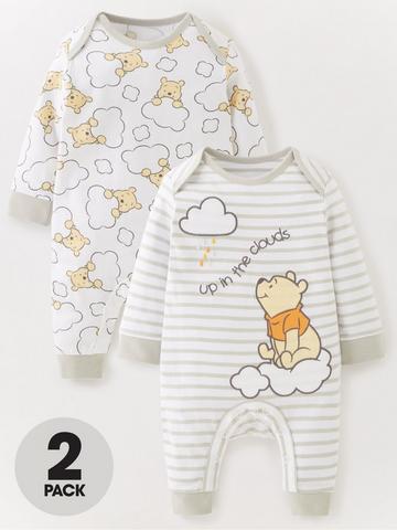 DISNEY Winnie the Pooh Baby Boys 3 Piece Sleepsuit Bodysuit Bib Set NB 3 6 Mths