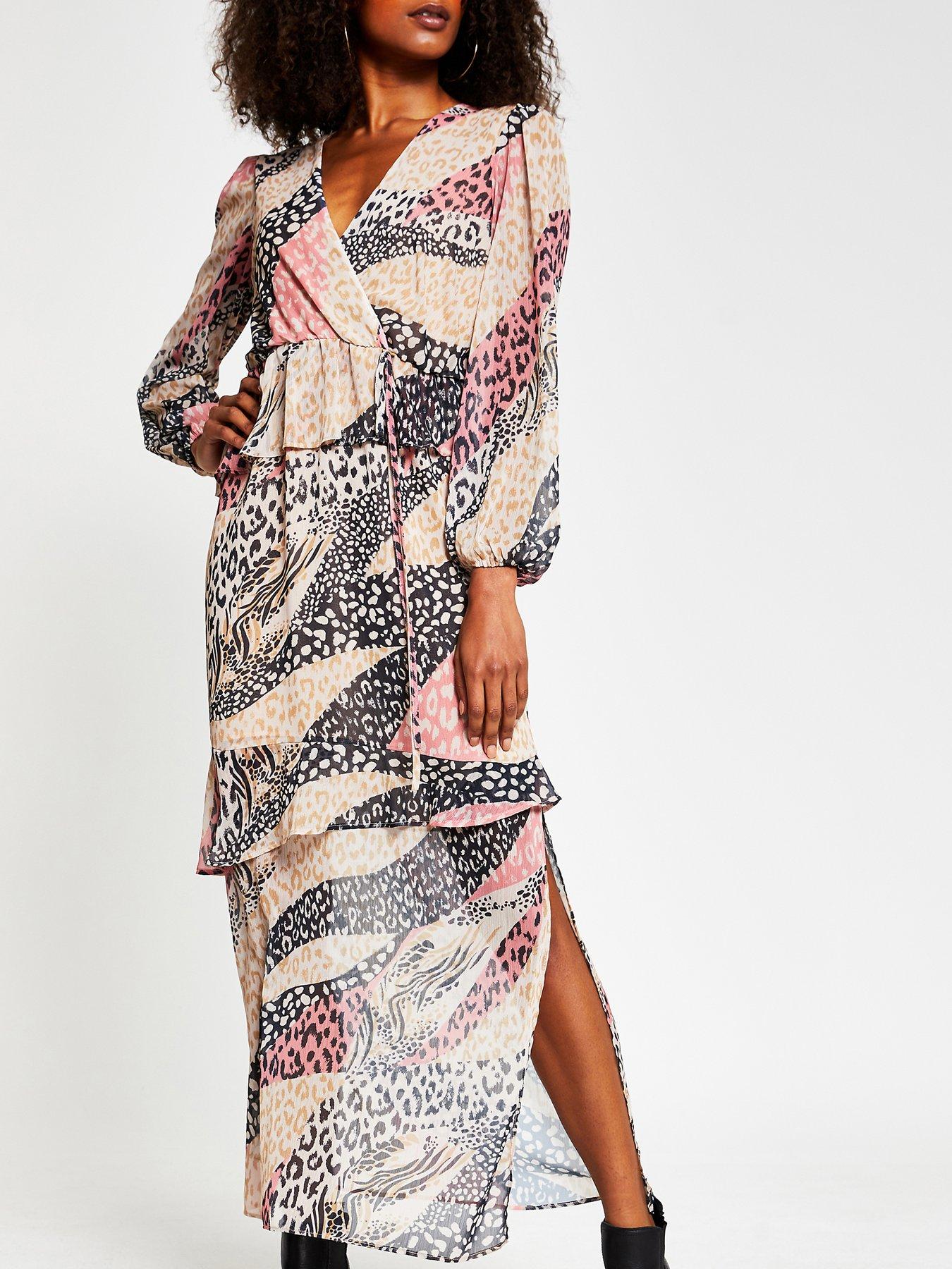 pink zebra print maxi dress