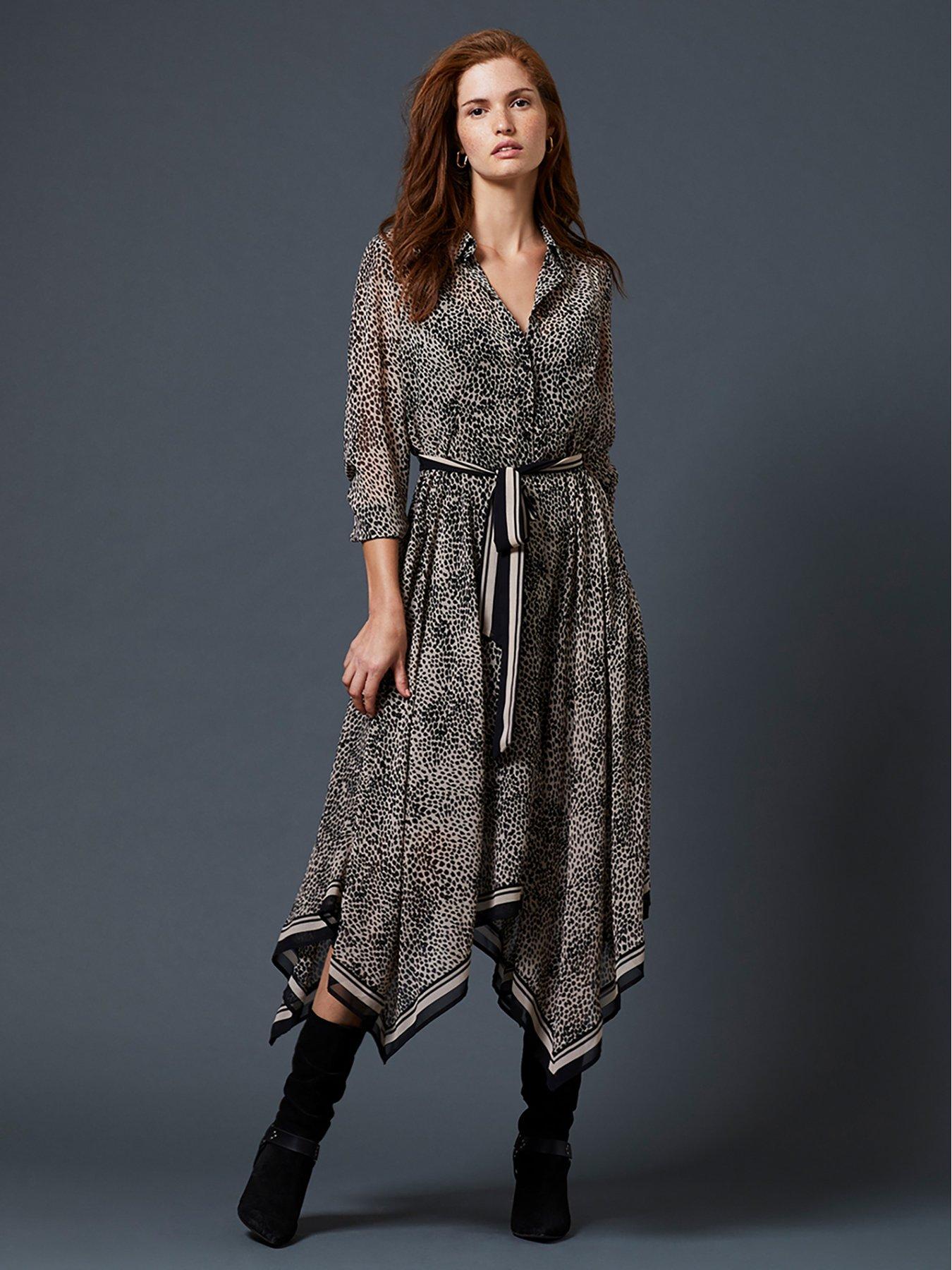 mint velvet black star print trapeze dress