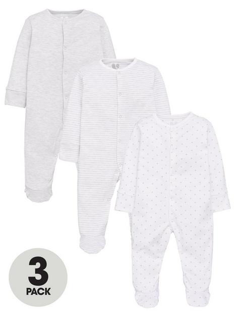 everyday-baby-unisex-3-pack-essentialsnbspsleepsuits-white