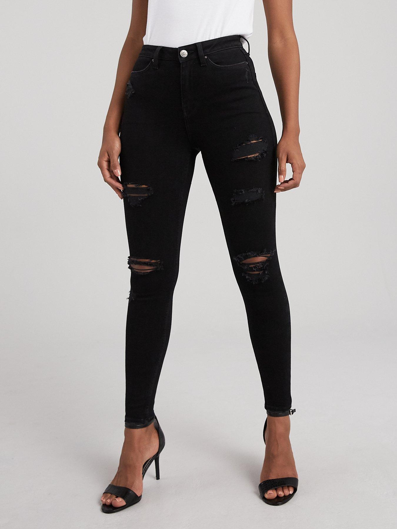 black ripped skinny jeans