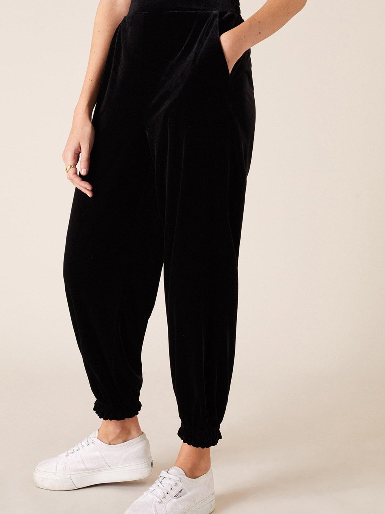 velvet joggers black