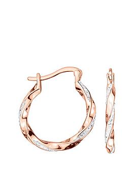 evoke-rose-gold-plated-sterling-silver-clearnbspcrystals-twisted-hoop-creole-earrings