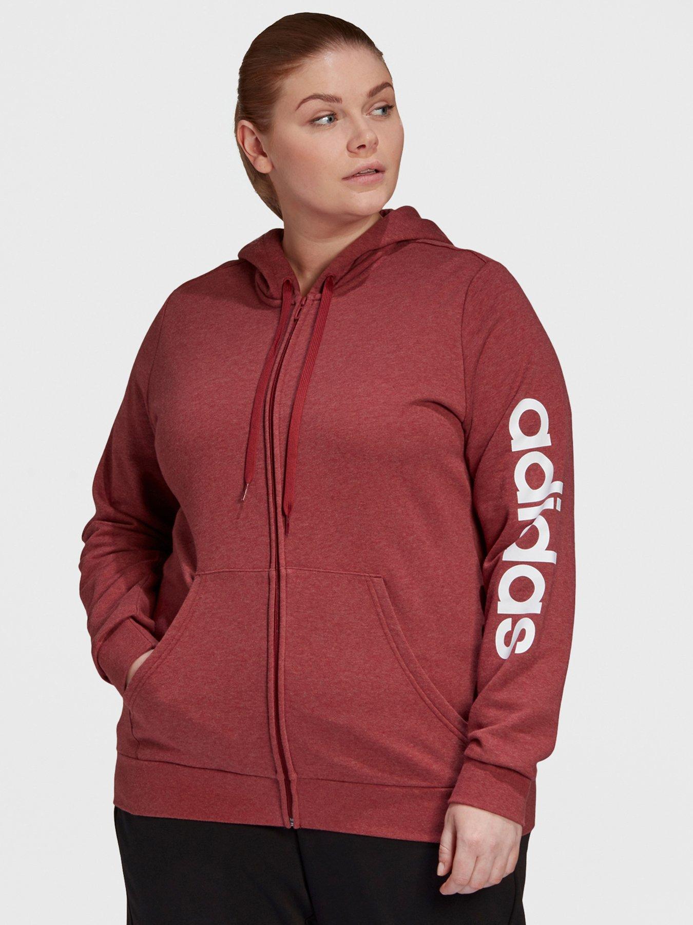 burgundy adidas zip up hoodie