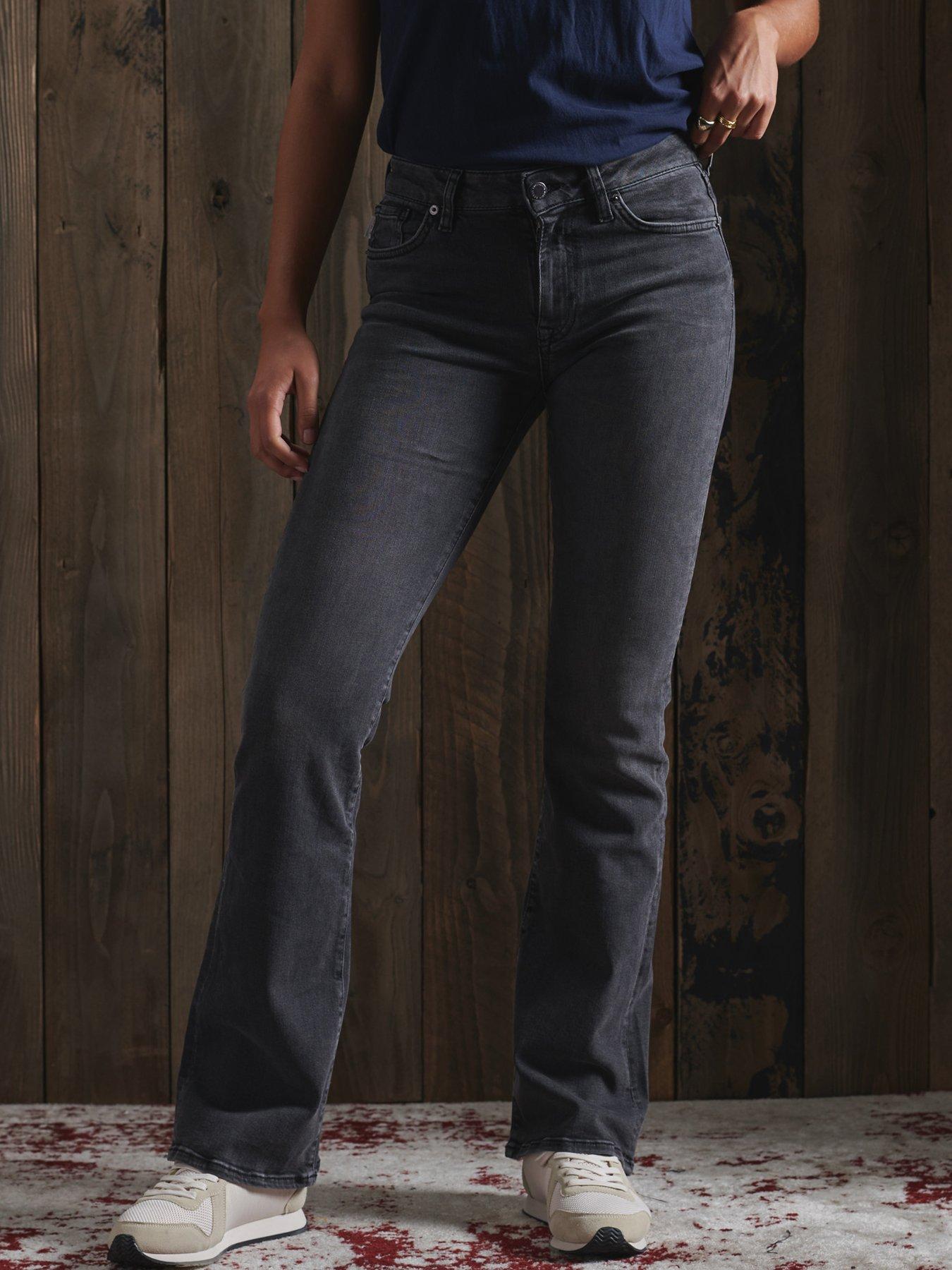 mid rise black flare jeans