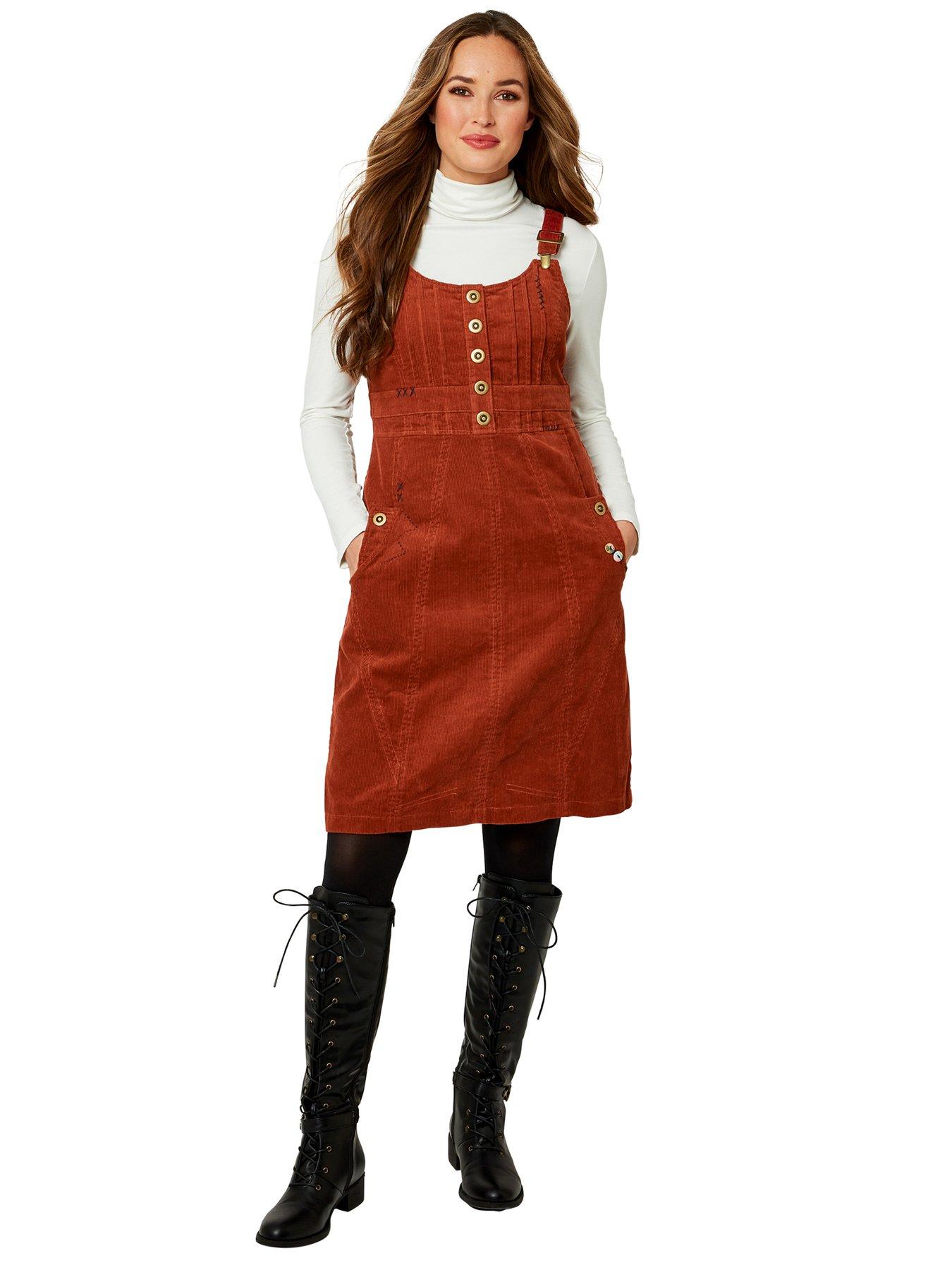 pinafore dress brown