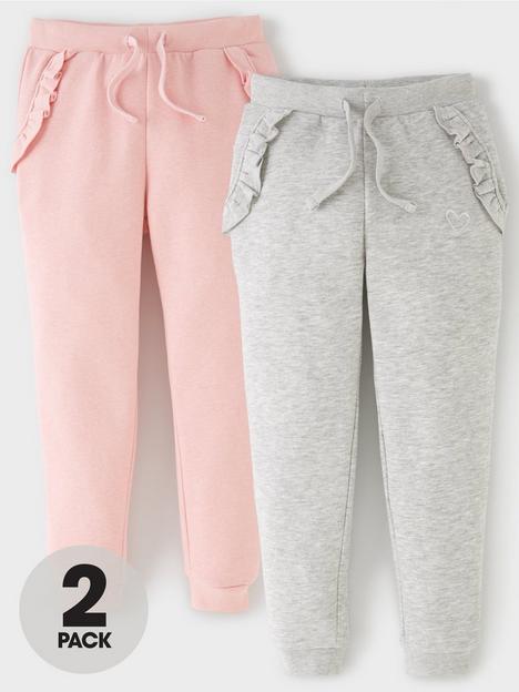 everyday-girls-2-pack-frill-joggers-pink-grey