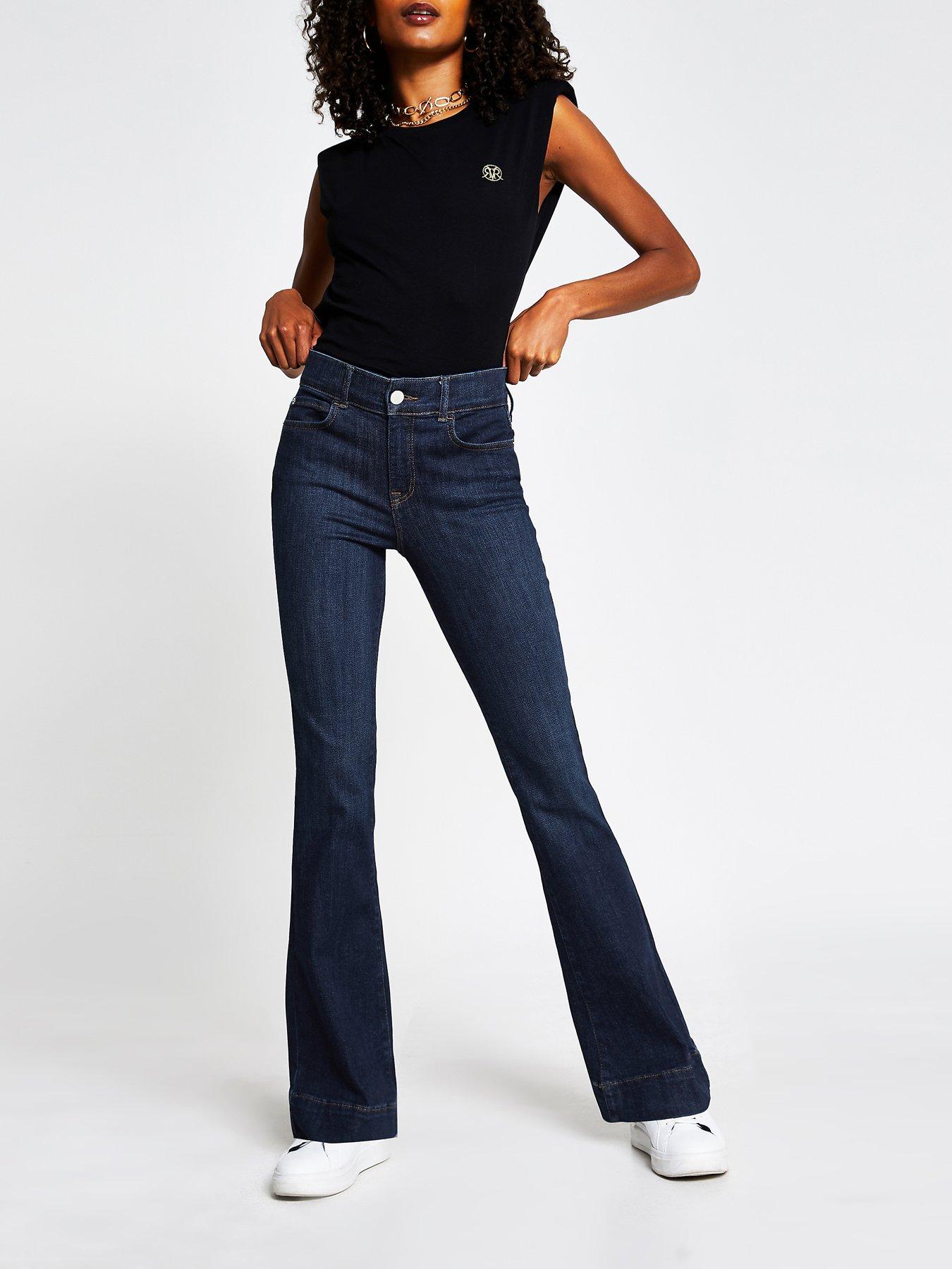 flared jeans dark blue