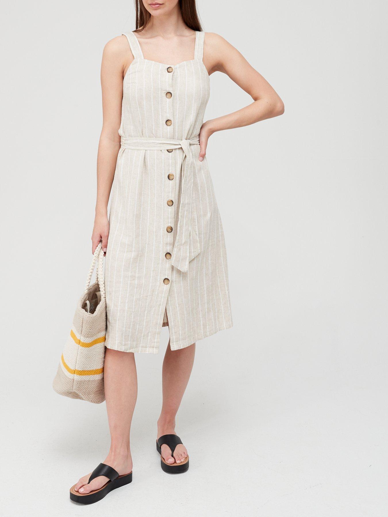 button through pinafore dress