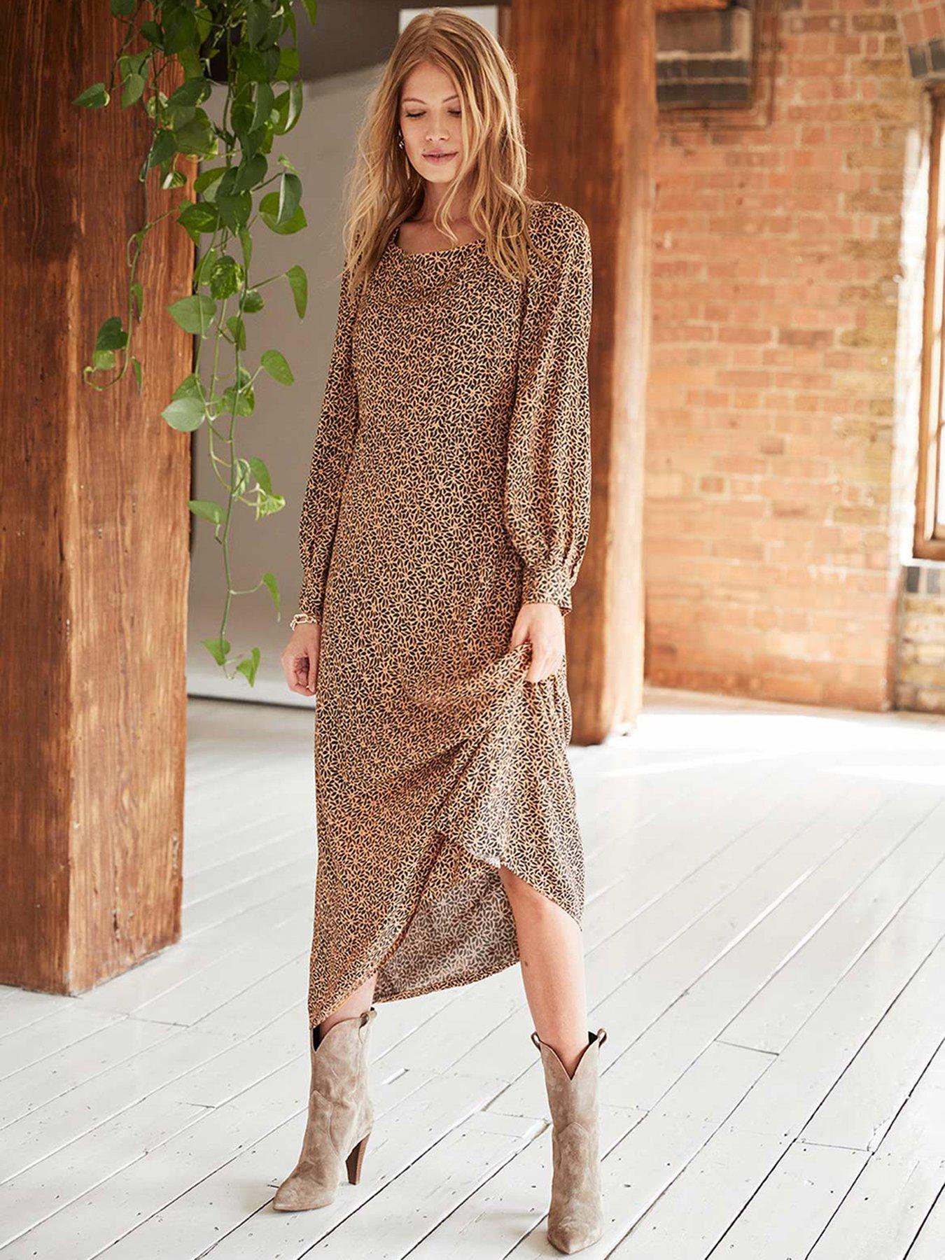 mint velvet fern print boho midi dress