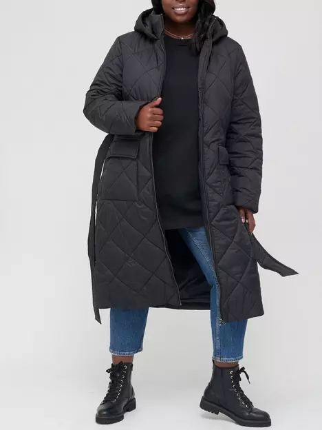 prod1090914138: Diamond Quilted Padded Coat - Black