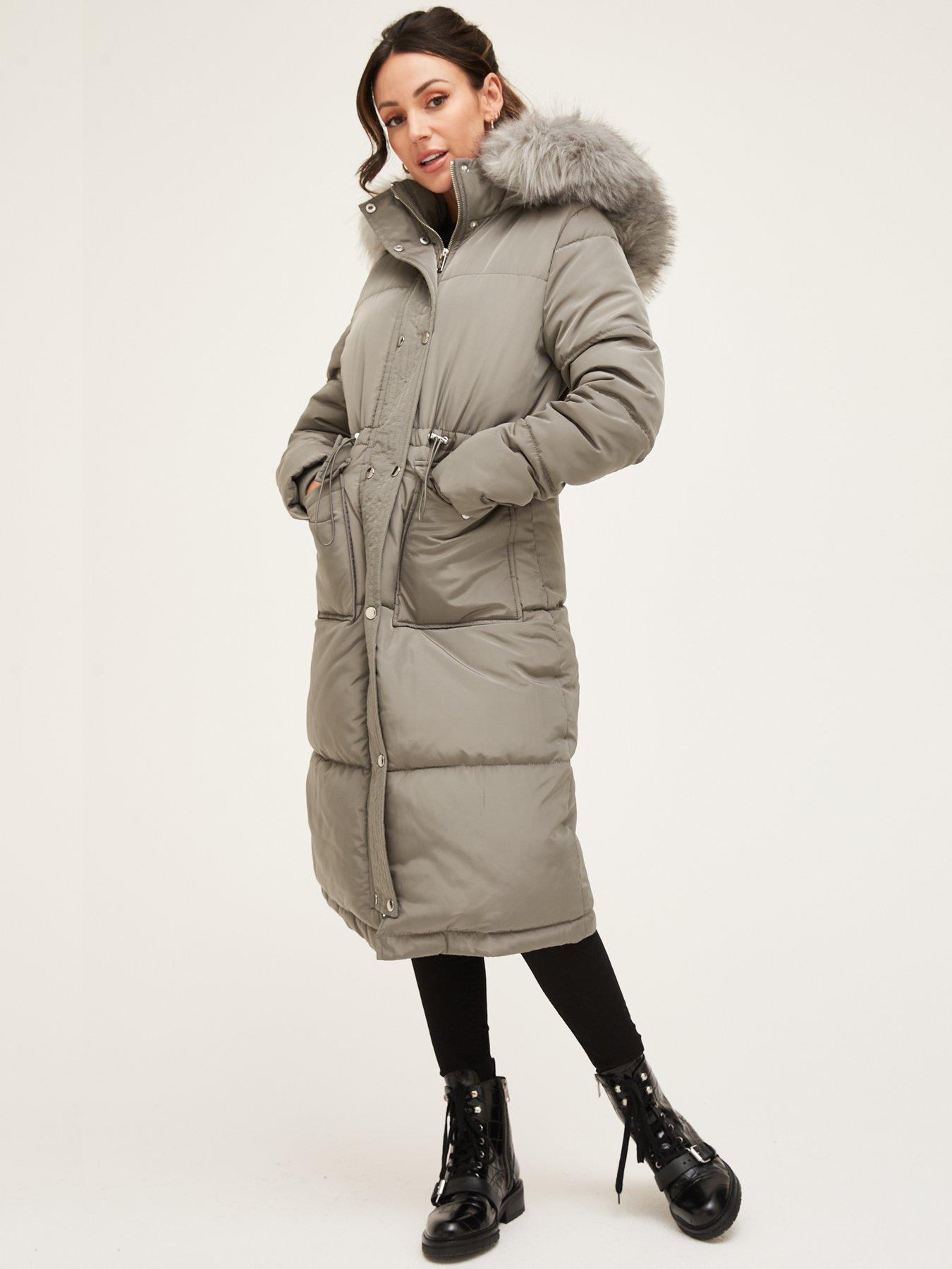 michelle keegan long puffer coat