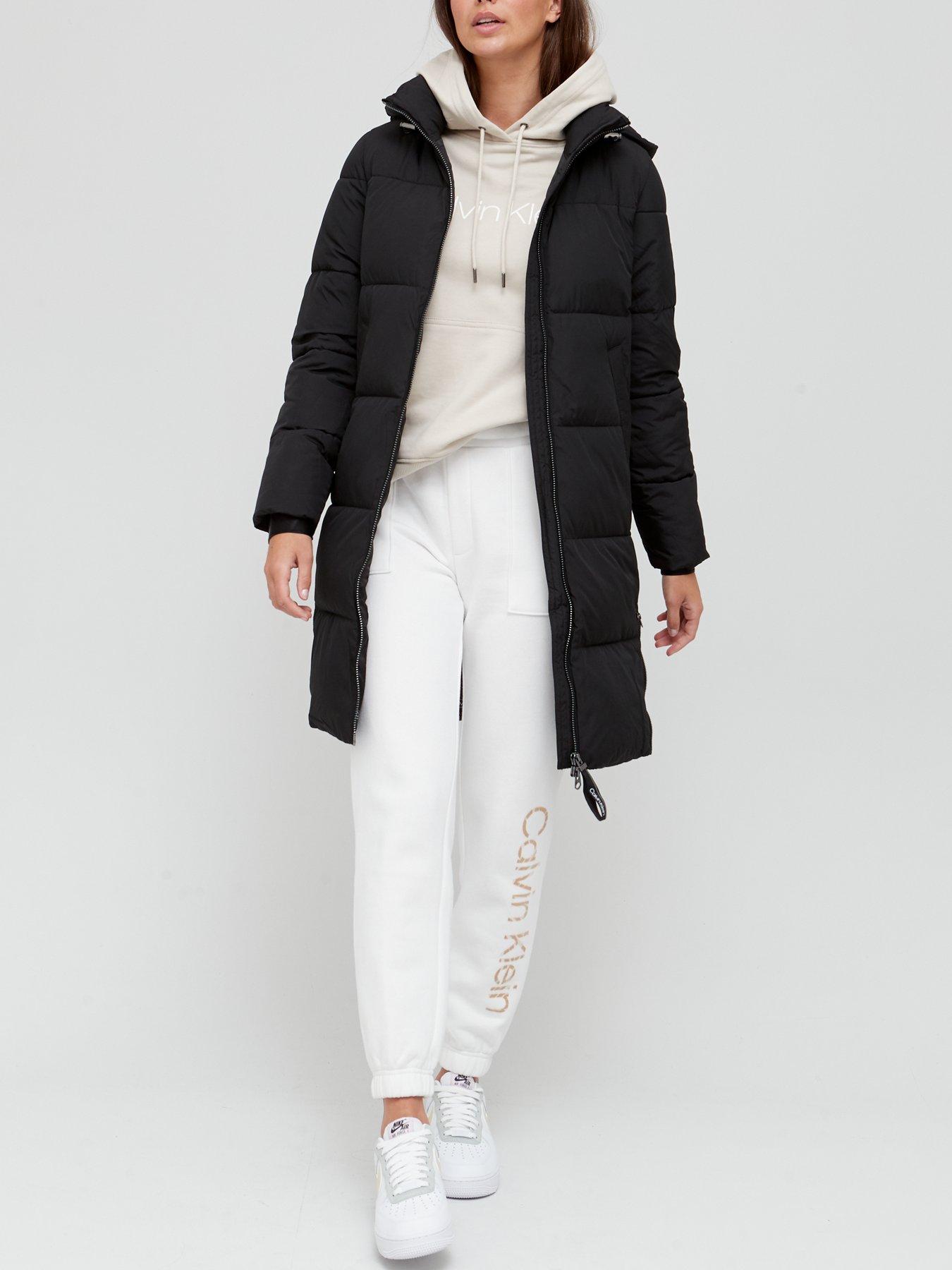 calvin klein elastic logo sorona coat