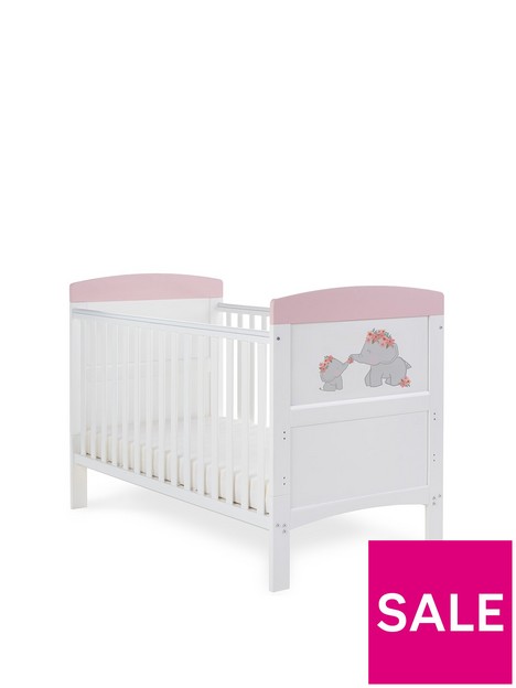 obaby-grace-inspire-cot-bed-me-amp-mini-me-elephants-pink