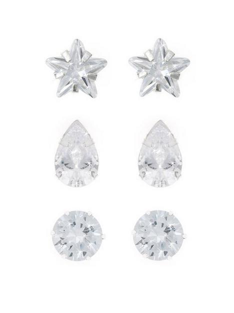 the-love-silver-collection-sterling-silver-set-of-three-cz-shape-studs